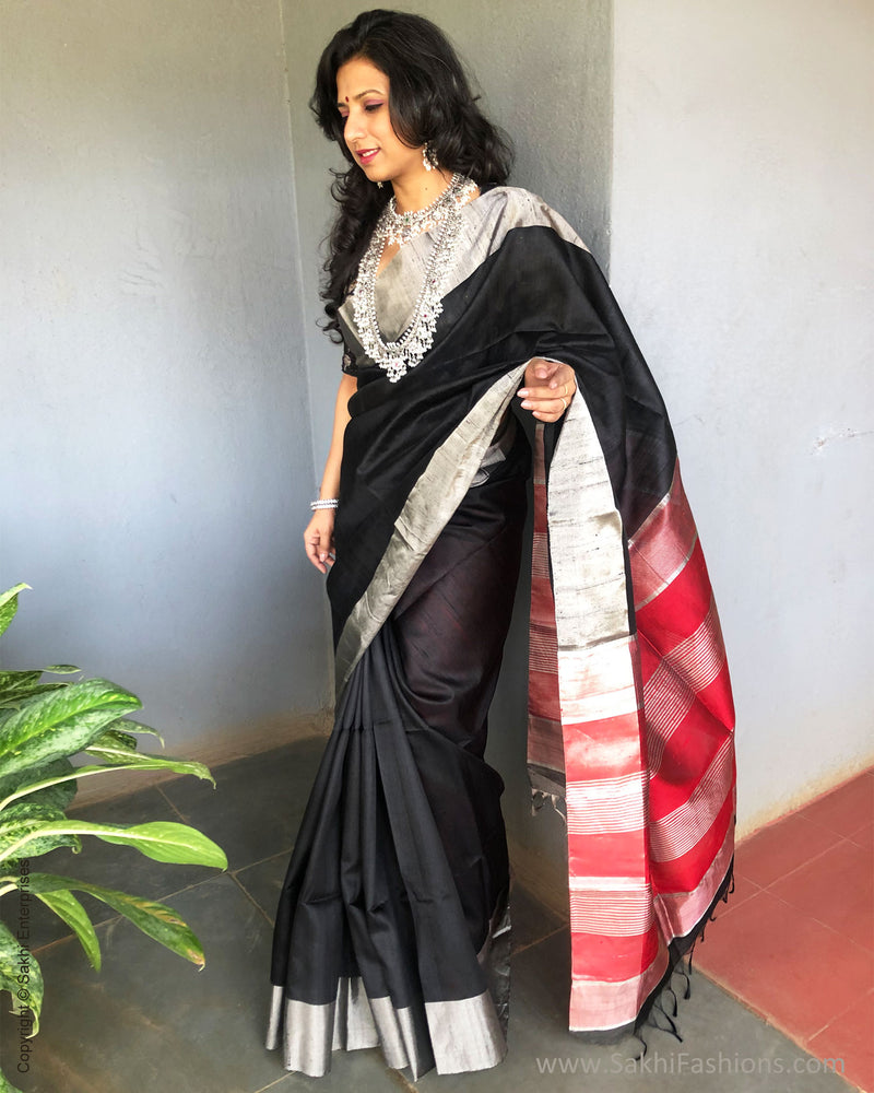 EE-S24115 Black Silver Saree