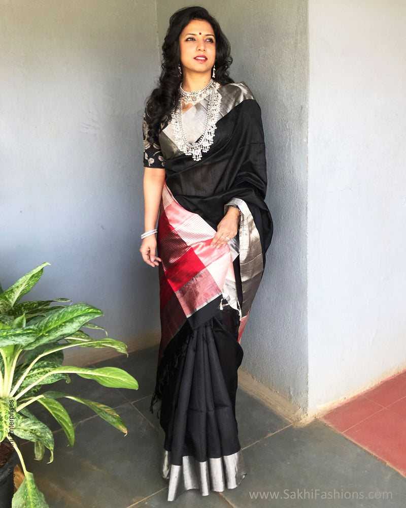 EE-S24115 Black Silver Saree