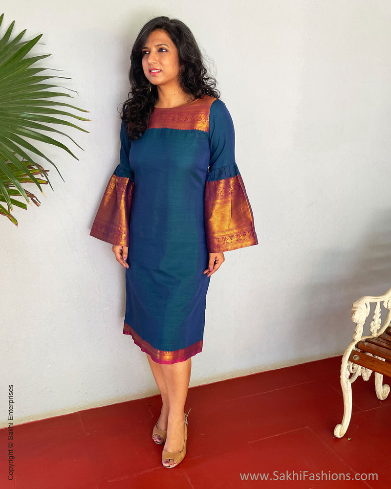 EE-V03478 Peacock Blue Dress