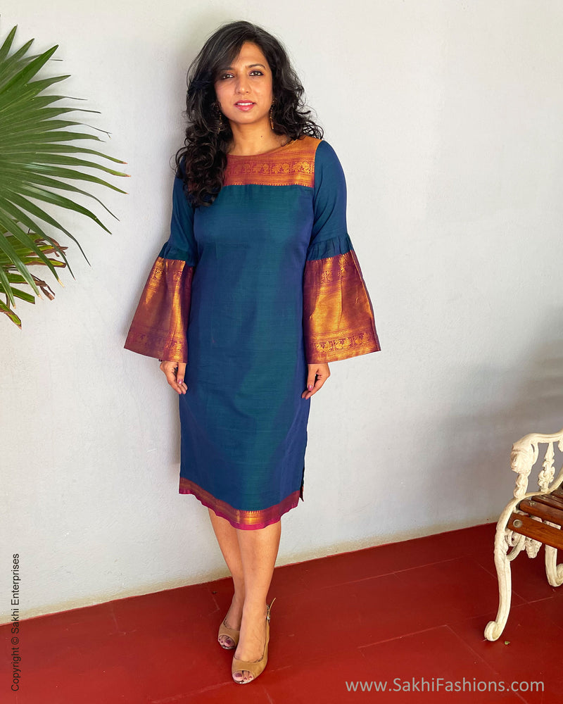 EE-V03478 Peacock Blue Dress