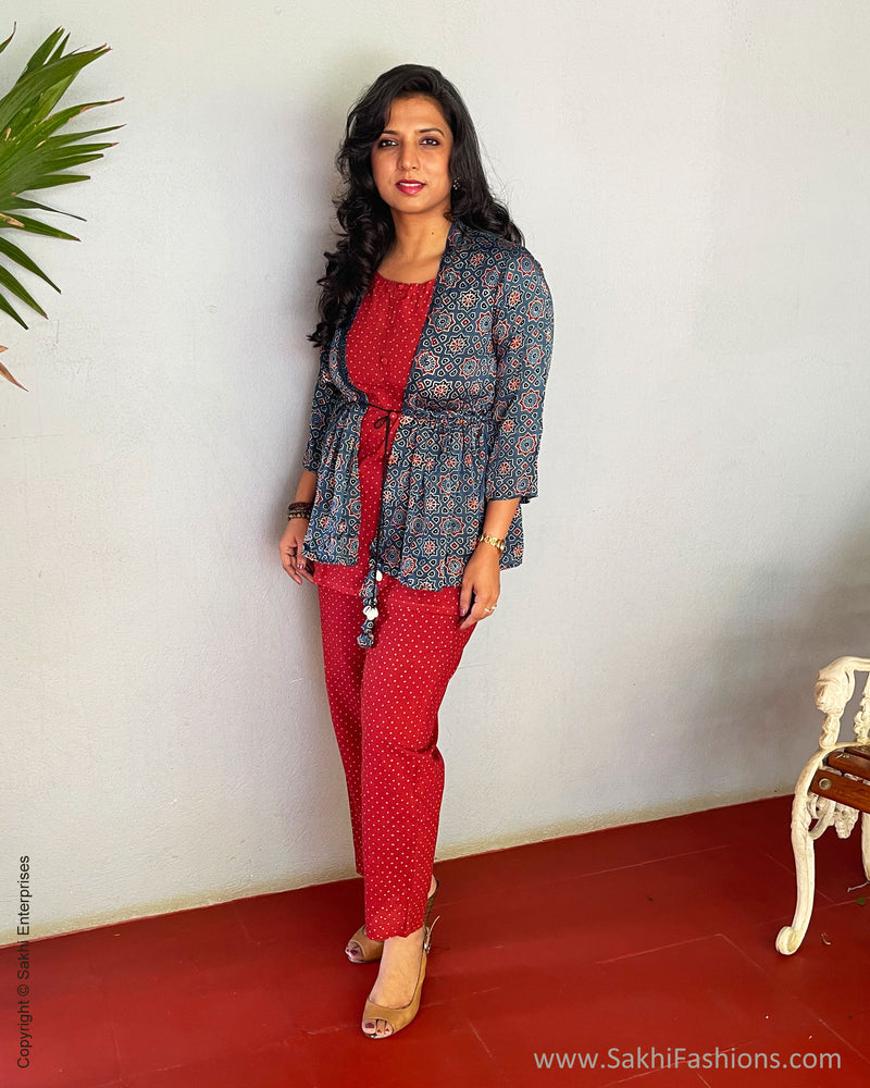 EE-V04617 Red Cotton Suit