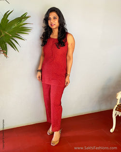 EE-V04617 Red Cotton Suit
