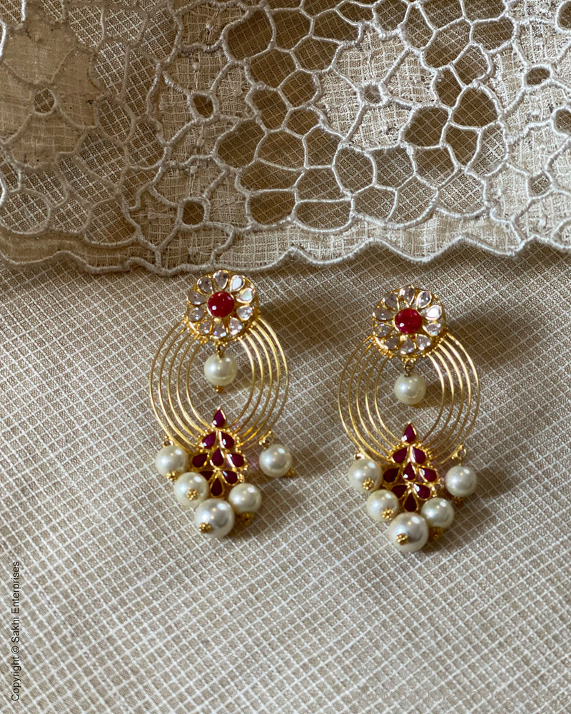 Ruby pearl deals gold earrings