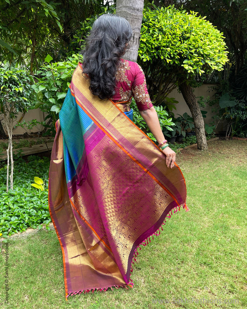 EE-V03011 Peacock Blue Kanchi