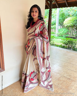 EE-V03670 Red Kantha Tussar