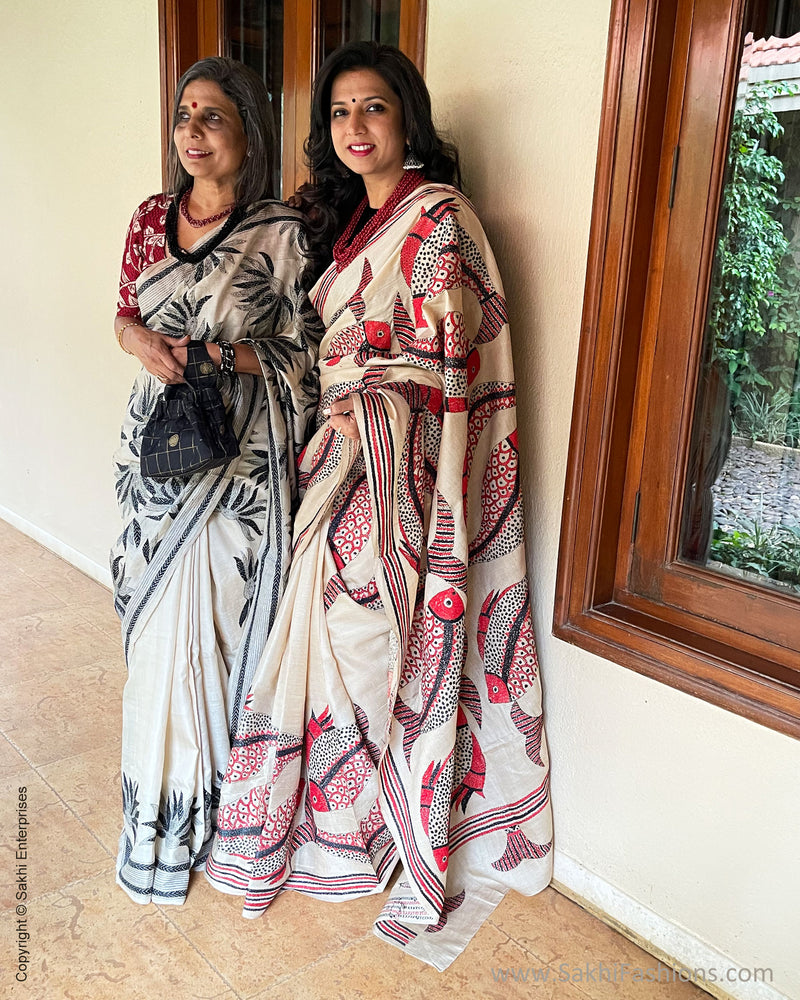EE-V03670 Red Kantha Tussar