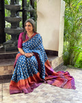 EE-V04872 Blue Tussar Saree