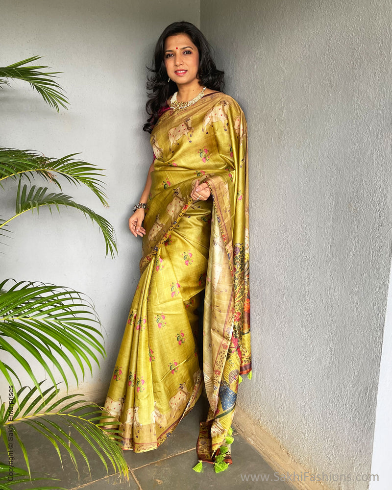 EE-V04213 Pichwai Tussar Sari
