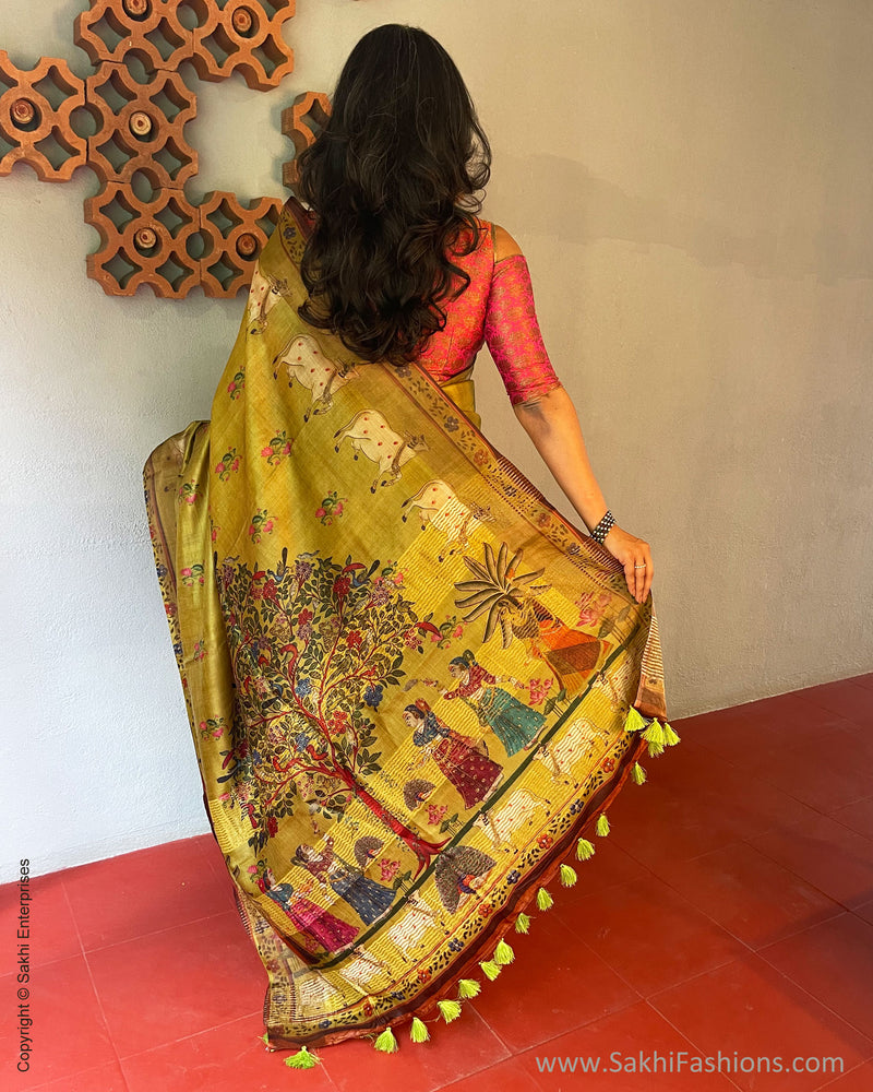EE-V04213 Pichwai Tussar Sari