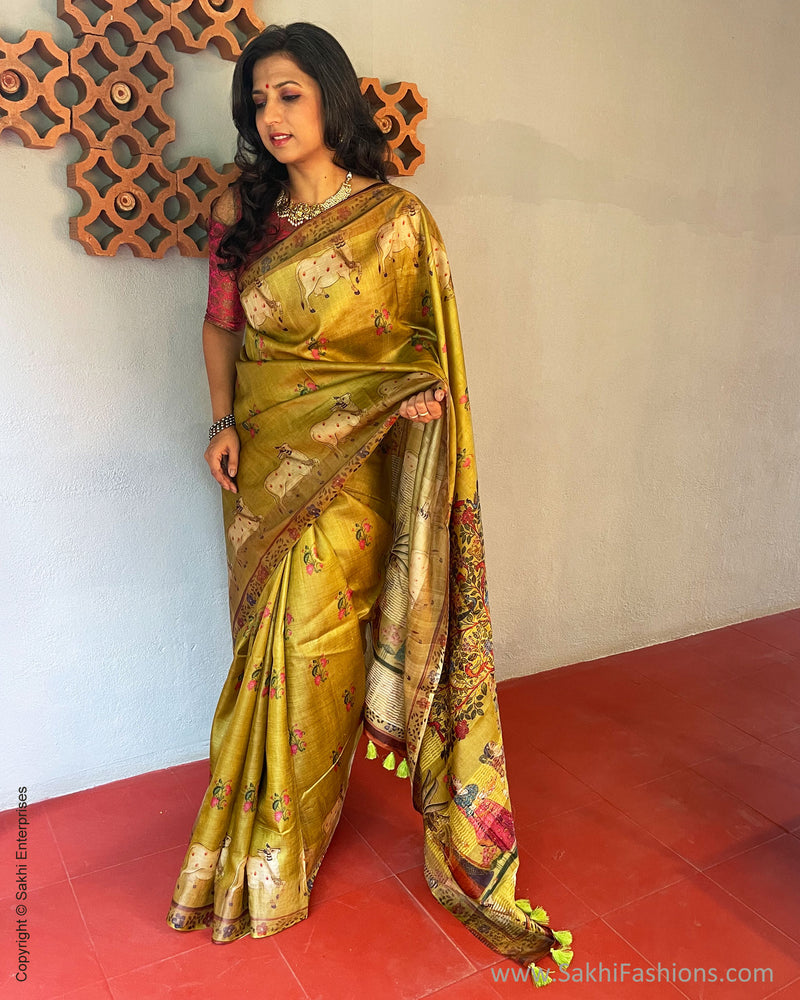 EE-V04213 Pichwai Tussar Sari