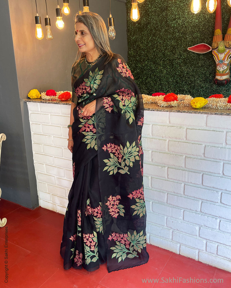 EE-V05036 Black Organza Sari