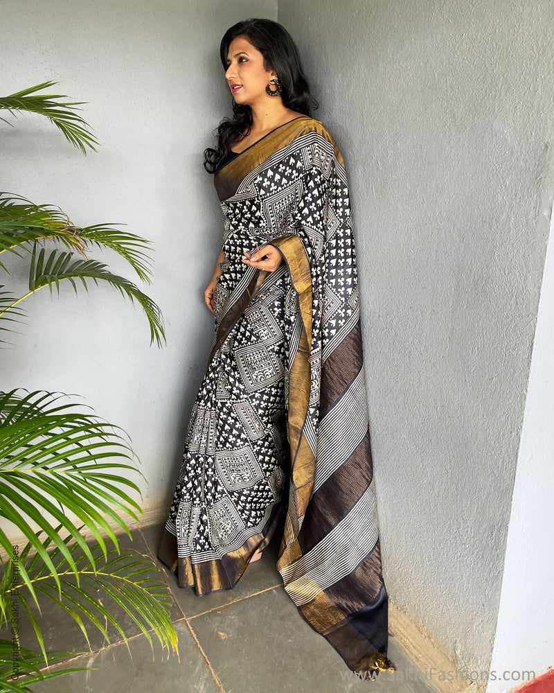 EE-V03155 Abstract Tussar Sari