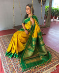 EE-V04637 Mustard Gadwal Sari