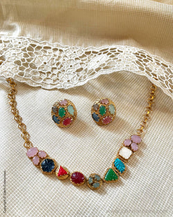 AJ-V04565 Floral multi necklace