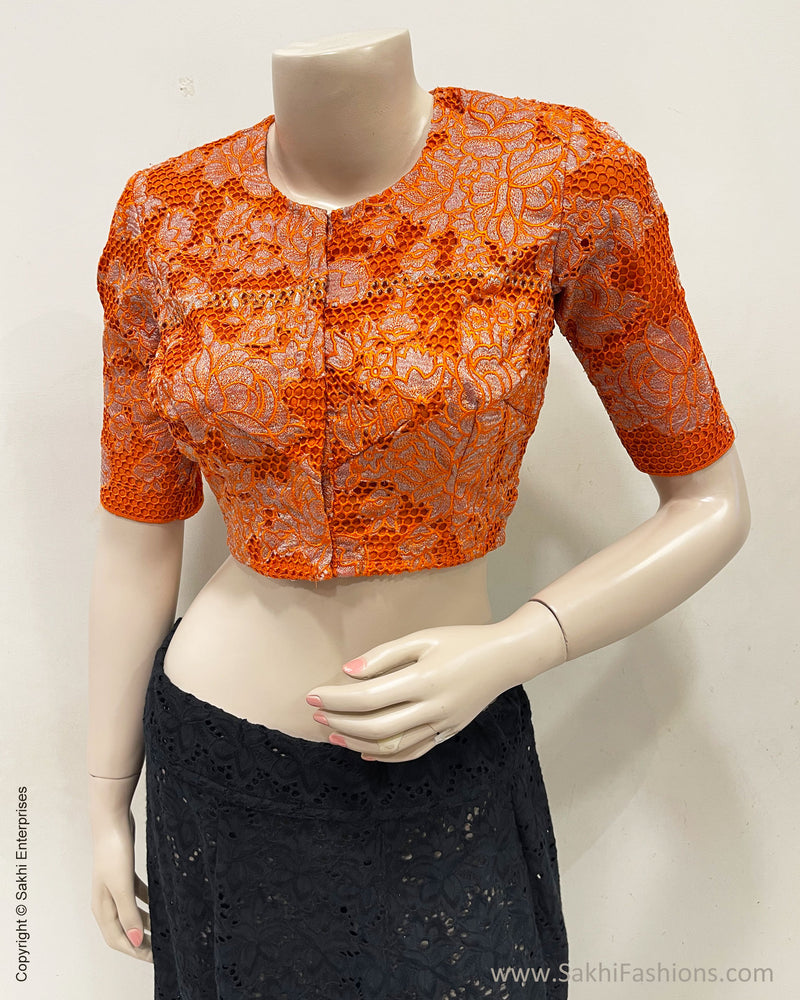 BL-V04178R Orange Cutwork blouse