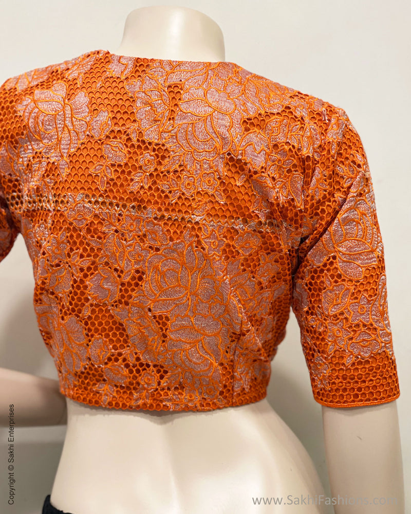 BL-V04178R Orange Cutwork blouse