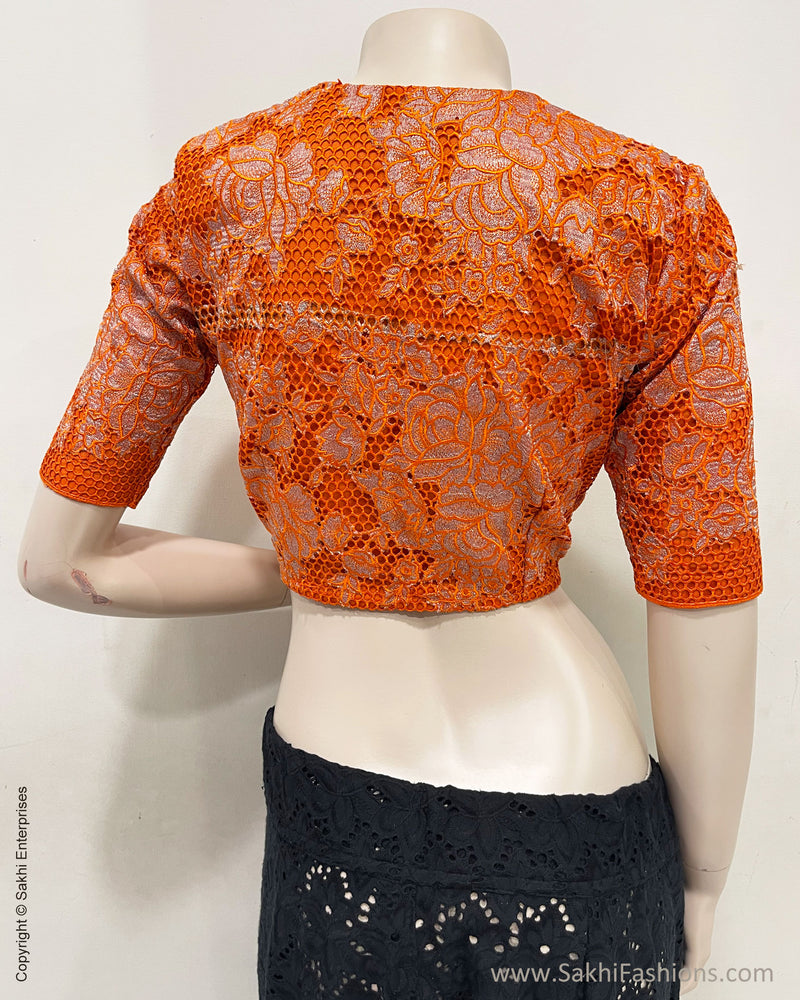BL-V04178R Orange Cutwork blouse