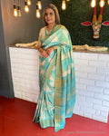 EE-V03673 Aqua Tussar Sari