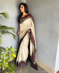 EE-V04662 Cream Tussar Sari