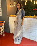 EE-V00753 Indigo Print Saree