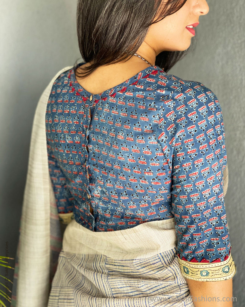 BL-V04167 Blue Cotton Ajrakh
