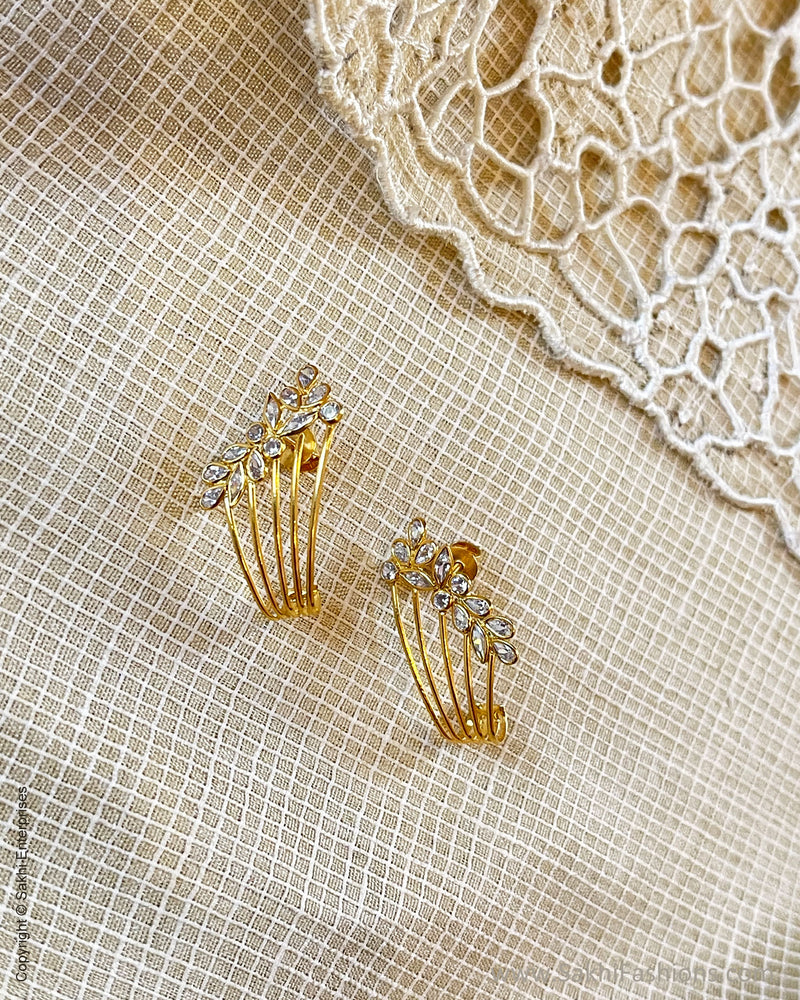 Silver and Golden Finish Stones Jhumki Earrings/AD Jhumki – Hayagi