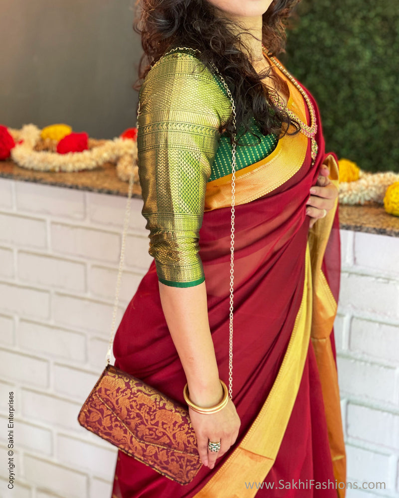 EE-S50636 Maroon Maheshwari Sari