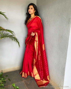 EE-S50633 Red Maheshwari Sari
