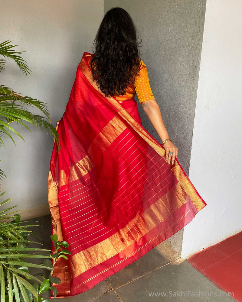 EE-S50633 Red Maheshwari Sari
