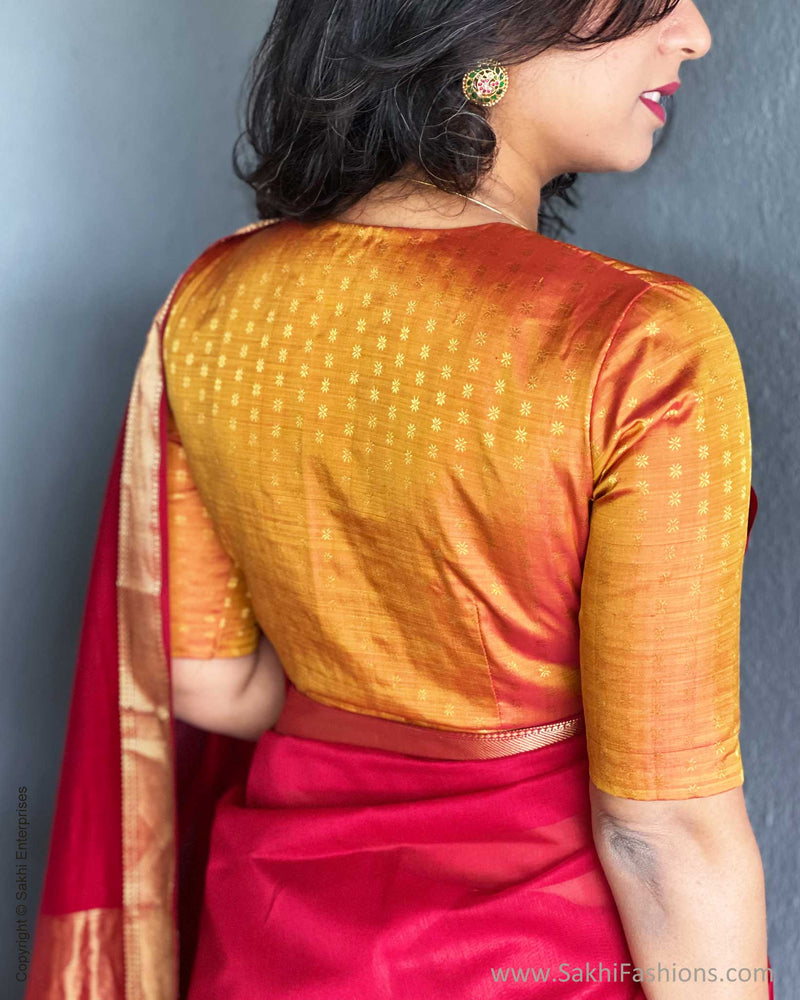 EE-S50633 Red Maheshwari Sari