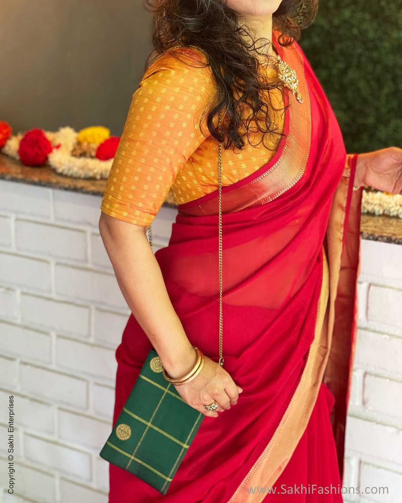 EE-S50633 Red Maheshwari Sari