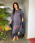 EE-V07201 Blue Ajrak Salwar