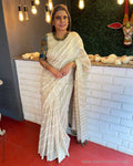EE-V08107 Linen cream green Sari