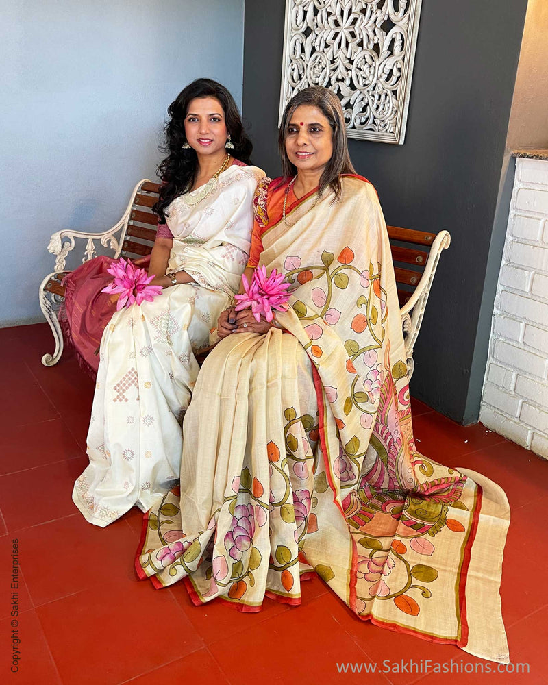 EE-V04524 Tussar Handpainted Sari