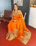 EE-V06942 Orange Kalam Cutwork