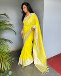 EE-V08382 Yellow Mangalgiri Sari