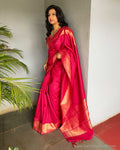EE-V10209 Pink rawsilk sari
