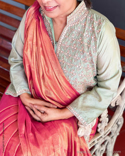 DP-V09444 Green Chanderi Blouse