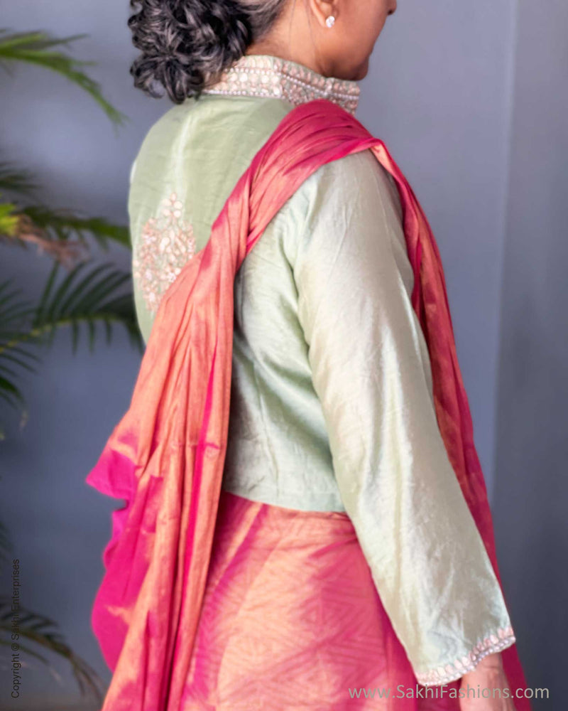 DP-V09444 Green Chanderi Blouse