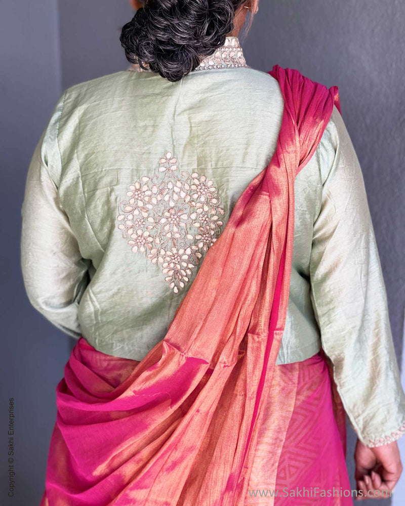 DP-V09444 Green Chanderi Blouse