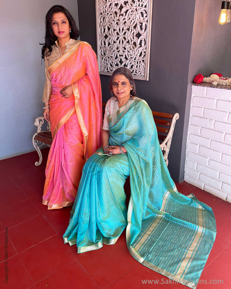 EE-V08384 Peach Silk Mangalgiri Sari