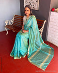 EE-V08385 Blue Silk Mangalgiri Sari