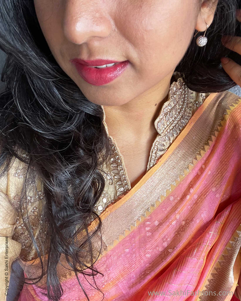 EE-V08384 Peach Silk Mangalgiri Sari