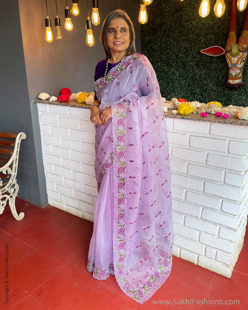 EE-V14383 Lilac Organza Saree