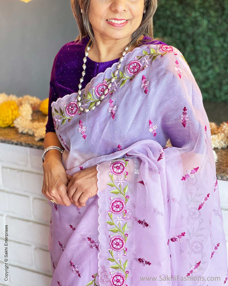 EE-V14383 Lilac Organza Saree