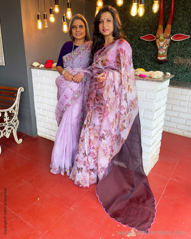 EE-V14383 Lilac Organza Saree