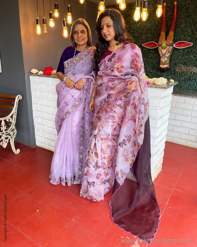 EE-V14383 Lilac Organza Saree