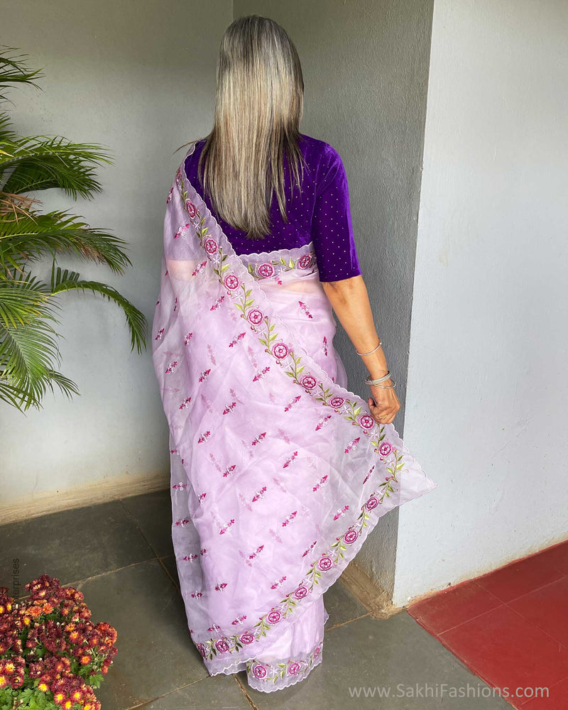 EE-V14383 Lilac Organza Saree