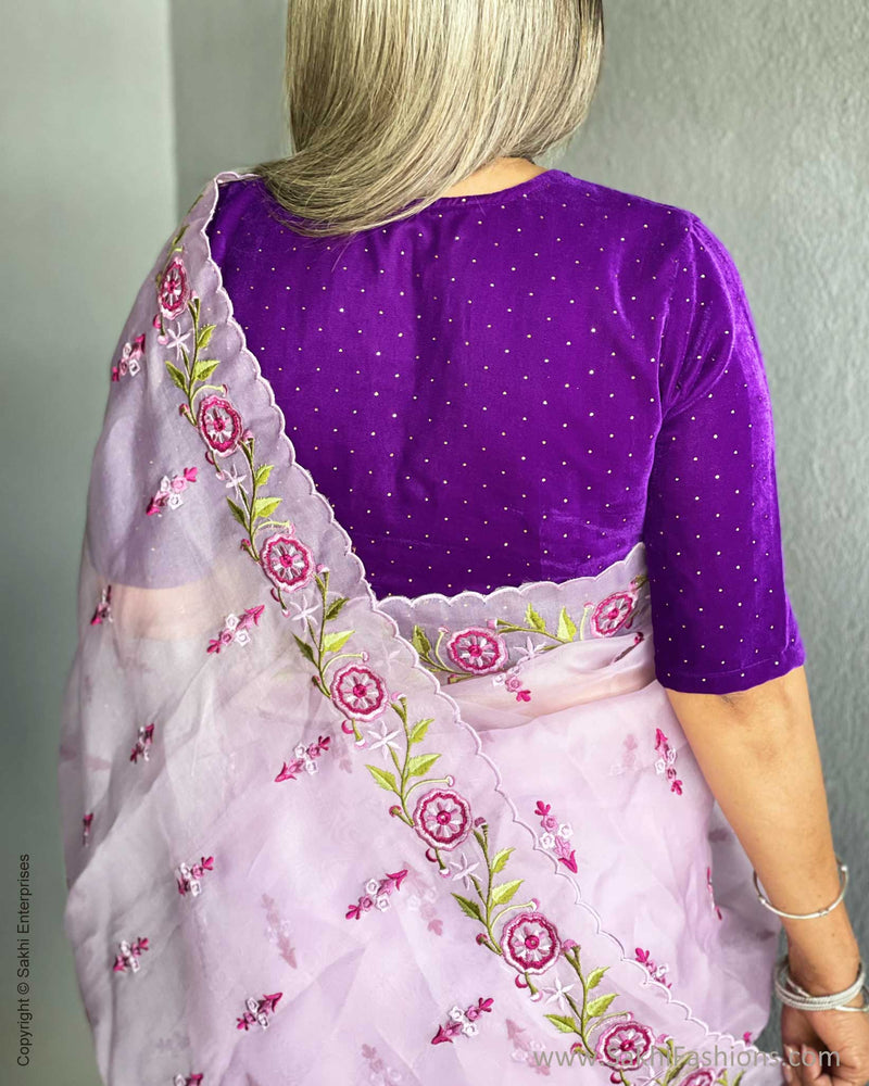 EE-V14383 Lilac Organza Saree