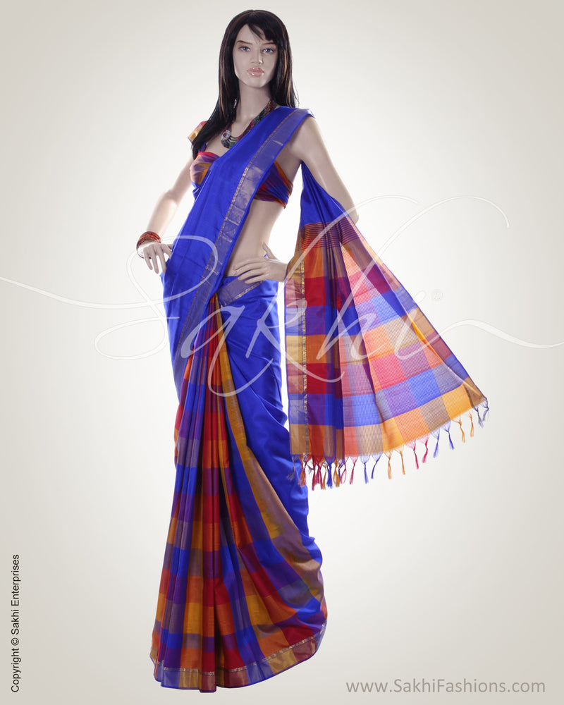 BGN-DE6 Blue & Multi Kanchivaram Silk Saree